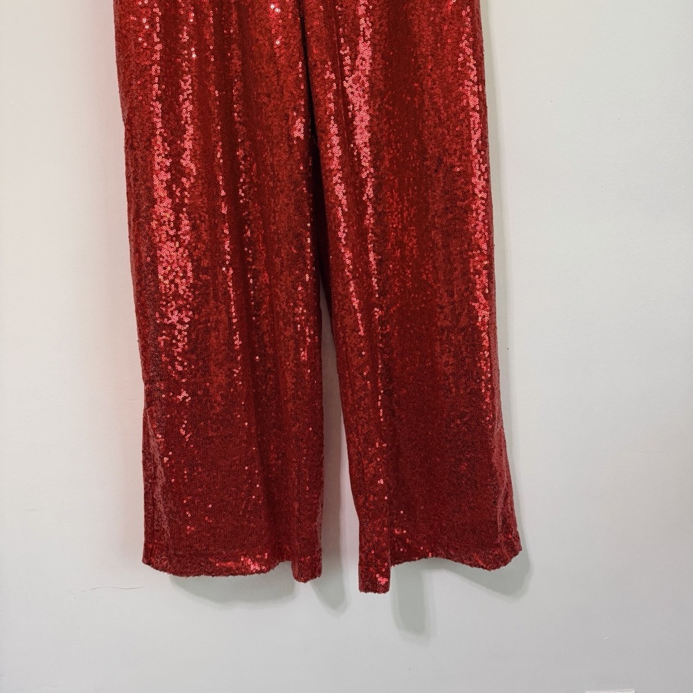 Simply Southern Red Sequins Sparkle Pants 8 Pull On Wide Leg Party Holiday NEW - Picture 2 of 7